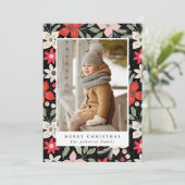 Moderne bloem | Kerst fotokaart Feestdagenkaart (Staand voorkant)