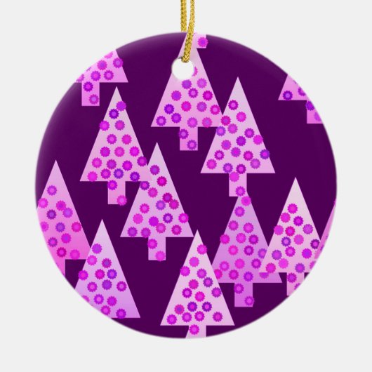 Moderne bloem Kerstbomen - amethist paars Keramisch Ornament (Voorkant)