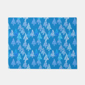 Moderne Bloem Kerstbomen Cerulean Blauw Deurmat (Voorkant)