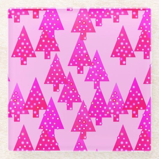 Moderne bloem Kerstbomen - fuchsia roze Glazen Onderzetter (Voorkant)