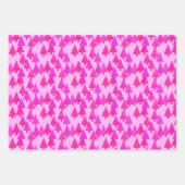 Moderne Bloem Kerstbomen, Groen, Blauw, Roze Inpakpapier Vel (Voorkant 3)