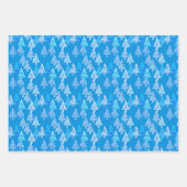 Moderne Bloem Kerstbomen, Groen, Blauw, Roze Inpakpapier Vel (Voorkant 2)