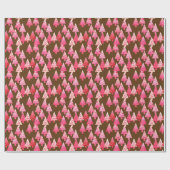 Moderne bloem Kerstbomen - koraal & bruin Cadeaupapier (Vlak)