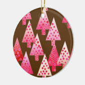 Moderne bloem Kerstbomen - koraal & bruin Keramisch Ornament (Links)