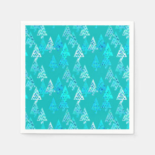 Moderne bloem Kerstbomen - turquoise Servetten