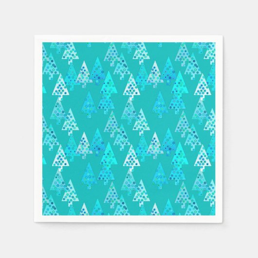 Moderne bloem Kerstbomen - turquoise Servetten (Voorkant)