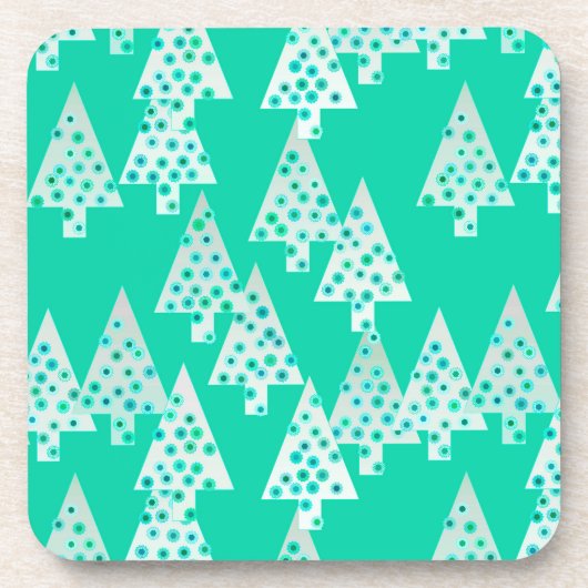 Moderne bloem Kerstbomen - zeeschuim groen Onderzetter (Voorkant)