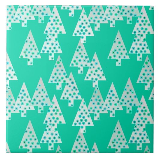 Moderne bloem Kerstbomen - zeeschuim groen Tegeltje (Voorkant)