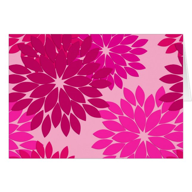 Moderne Bloem Kimono Print, Roze, Fuchsia en Wijn (Voorkant Horizontaal)