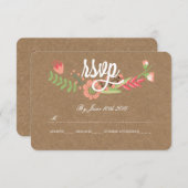 MODERNE BLOEM KRAFT PAPIER RSVP KAARTEN (Voorkant / Achterkant)