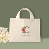 Moderne Bloem Motief Aanpasbare Monogram Mini Tot Tote Bag