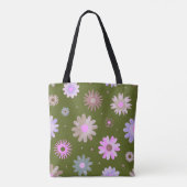 Moderne Bloem Motief Schoudertas Tote Bag (Achterkant)
