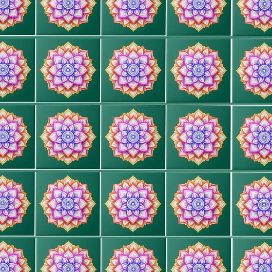 Moderne bloem muur decor | Floral Emerald Green Tegeltje