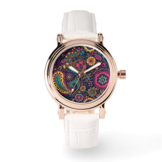 Moderne Bloem Paisley eWatch Horloge (Voorkant)