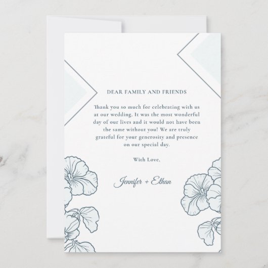 Moderne Bloem Panty Geometrische Patroon Bruiloft Bedankkaart (Achterkant)