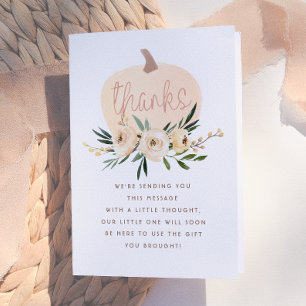 Moderne Bloem Pompoen Baby Shower Bedankt