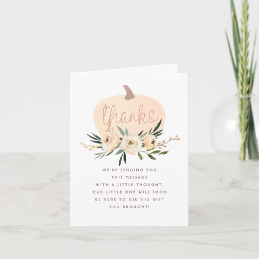 Moderne Bloem Pompoen Baby Shower Bedankt (Voorkant)