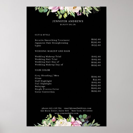 Moderne Bloem Prijslijst Poster (Voorkant)