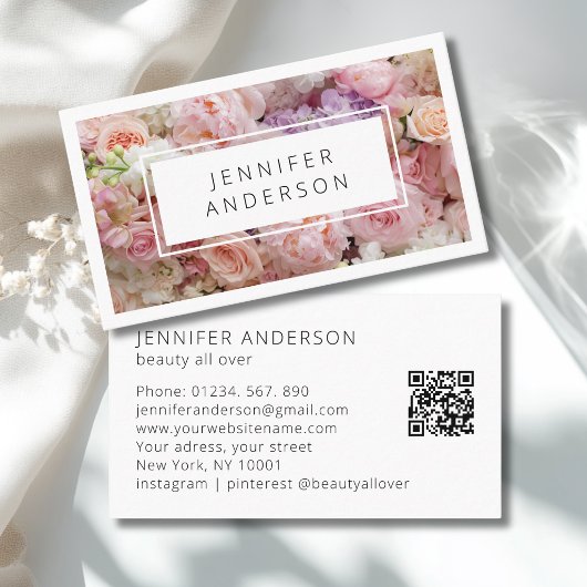 Moderne Bloem QR Code Visitekaartje