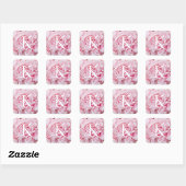 Moderne Bloem Roze Pioen Vierkante Labels