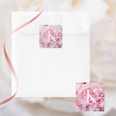 Moderne Bloem Roze Pioen Vierkante Labels