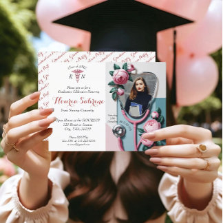 Moderne Bloem Roze Rozen Stethoscoop Afstuderen Briefkaart