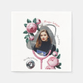 Moderne Bloem Roze Rozen Stethoscoop Afstuderen Servet (Voorkant)