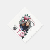 Moderne Bloem Roze Rozen Stethoscoop Afstuderen Servet (Hoek)