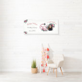 Moderne Bloem Roze Rozen Stethoscoop Afstuderen Spandoek (Insitu)