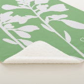 Moderne Bloem Silhouet Aangepaste Naam  Sherpa Deken (3/4)