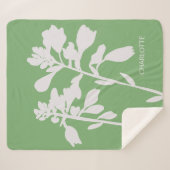 Moderne Bloem Silhouet Aangepaste Naam  Sherpa Deken (Voorkant (horizontaal))