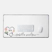 Moderne Bloem Stethoscoop Verpleegster Script Naam Bureaumat (Keyboard & Muis)