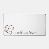 Moderne Bloem Stethoscoop Verpleegster Script Naam Bureaumat (Voorkant)