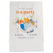 Moderne bloem theekop bruidsshower theeparty  medium cadeauzakje (Achterkant)