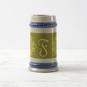 Moderne bloem vierkant patroon monogram naam bierpul