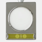 Moderne bloem vierkant patroon monogram naam verzilverd banner ornament (Voorkant)