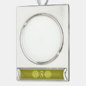 Moderne bloem vierkant patroon monogram naam verzilverd banner ornament (Links)