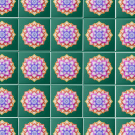 Moderne bloem wanddecoratie | Bloem groene smaragd Tegeltje