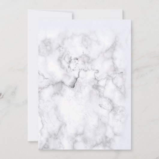Moderne bloem witte marmeren foto bruidsdouche kaart (Achterkant)