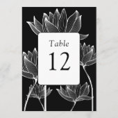 Moderne Bloem Zwart Wit Tafelnummer (Achterkant)