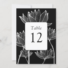Moderne Bloem Zwart Wit Tafelnummer