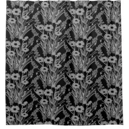 Moderne Bloem Zwart Witte Douchegordijn