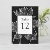 Moderne Bloem Zwart Witte Tafel Nummer (Staand voorkant)