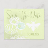 Moderne Bloemappel Groene Bubble Bee Aankondigingskaart (Voorkant)