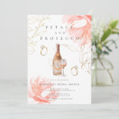 Moderne bloemblaadjes en Prosecco Vrijgezellenfees Kaart (Staand voorkant)