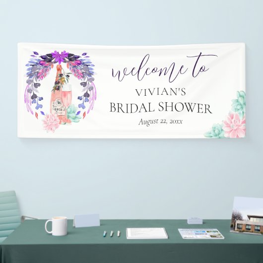 Moderne Bloemblaadjes & Prosecco Bruidscadeau Ontv Spandoek (Beurs)