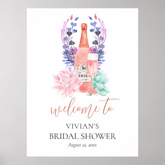 Moderne Bloemblaadjes & Prosecco Bruidsontvangst W Poster (Voorkant)