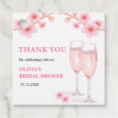 Moderne Bloemblaadjes & Prosecco Bruidsshower Beda Bedankjes Labels (Voorkant)