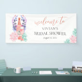 Moderne Bloemblaadjes & Prosecco Bruidsshower Welk Spandoek (Beurs)