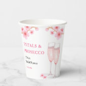 Moderne Bloemblaadjes & Prosecco Roze Bloemige Bru Papieren Bekers (Voorkant)